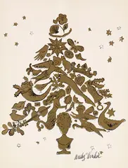 Christmas Tree by Andy Warhol, 1957, Offset lithograph in black and gold, sold Dec 2019