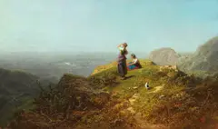 Carl Spitzweg, Blick ins Tal (Zwei Mädchen auf einer Alpe), Um 1860, Oil on canvas