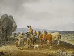 2 Bll.: Begegnung auf der Landstraße by Wilhelm von Kobell, Jeweils 1798, Two Watercolors, sold Nov 2019