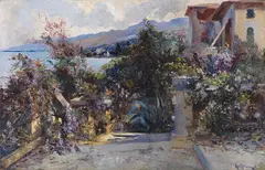 Lea von Littrow, Küstenlandschaft bei Abbazia, Um 1890, Oil on canvas
