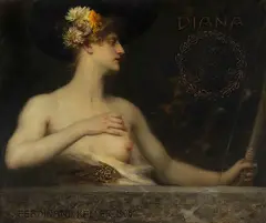 Ferdinand Keller, Diana, 1906, Oil cardboard