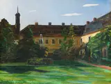 Wilhelm Trübner, Hof im Stift Neuburg mit Springbrunnen II