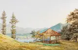 Heinrich Adam, Ansicht vom Tegernsee mit dem großen Paraplui, 1831, Watercolor