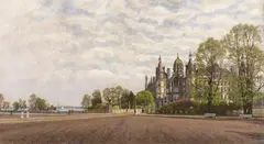 Carl Malchin, Blick auf Schloss Schwerin, 1912, Oil on canvas