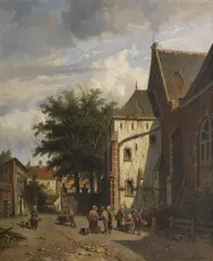 Achter de Westerkerk in Enkhuizen by Adrianus Eversen, Wohl ca. 1880, Oil on canvas, sold Nov 2019