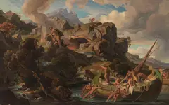 Friedrich Preller d. Ä., Abfahrt vom Lande der Kyklopen, 1864, Oil on cardboard