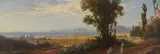 August Ahlborn, Gemäldepaar: Palermo von S. Maria Gesu gesehen, in der Ferne die Küste Siziliens bis zum Cap Zafferano. Grabmal der Cäcilia Metella, Circus des Caracalla, S. Sebastiano, in der Ferne das neue Rom, 1840, Oil on panel