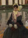 Leo Putz, Porträt Veronika Kirmaier im Schleissheimer Garten, 1903, Oil on canvas