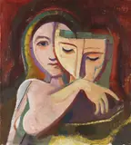 Mädchen mit Maske by Karl Hofer, 1949, Oil on canvas, sold Jun 2019