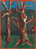 Markus Lüpertz, Im Angesicht des Malers Courbet, 1985, Oil on board