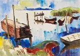 Boote am Lebasee by Karl Schmidt-Rottluff, Um 1936, Watercolor, sold Jun 2019