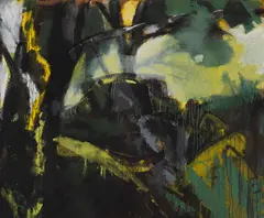Bernd Koberling, Unter den Bäumen, 1979, Oil on burlap