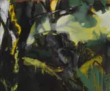 Bernd Koberling, Unter den Bäumen, 1979, Oil on burlap