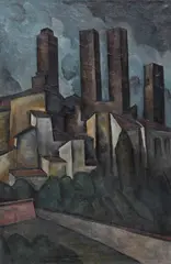 San Gimignano by Alexander Kanoldt, 1916, Oil on canvas, sold Jun 2019