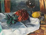 Hans Purrmann, Stillleben mit Ananas, Zitrone und Weinglas, 1928, Oil on canvas