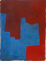 Serge Poliakoff, Composition deux rouges et bleu, 1961, Gouache and tempera