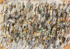 Ohne Titel by Gerhard Hoehme, 1958, Oil on cardboard, sold Jun 2019