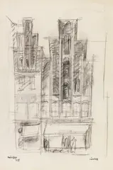 Lüneburg by Lyonel Feininger, 1935, Charcoal drawing, sold Jun 2019