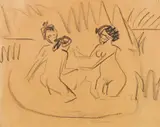Drei badende Akte an den Moritzburger Seen by Ernst Ludwig Kirchner, Um 1909, Chalk drawing, sold Jun 2019