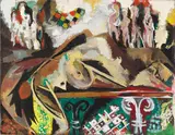 Ernst Wilhelm Nay, Die Ruhende und die Himmlischen (Laon), 1946, Gouache