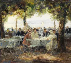 Otto Eduard Pippel, Wirtsgarten am Starnberger See, Um 1935/1940, Oil on canvas