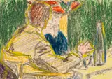 Kirchner und Dodo im Café (Dresden) by Ernst Ludwig Kirchner, Um 1906, Colored crayon drawing and pencil, sold Jun 2019