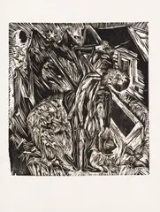 Trinkender Jäger by Ernst Ludwig Kirchner, 1919, Woodcut, sold Jun 2019
