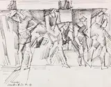 Lyonel Feininger, Badende, 1916, Pen and India ink drawing