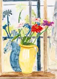 Zinnien by Erich Heckel, 1946, Watercolor over pencil drawing, sold Jun 2019