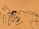 Drei Personen by Ernst Ludwig Kirchner, Um 1910, Brush and India ink drawing, sold Jun 2019