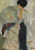 Edward Cucuel, Frau im Atelier, Um 1915, Oil on canvas