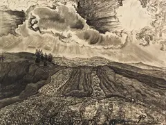 Otto Pankok, Wolken über der Eifel, 1942/43, Charcoal drawing