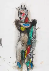Apollo by Markus Lüpertz, 1989, Pencil and color Chalk drawing, partly washed, sold Jun 2019