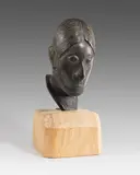 Christuskopf by Gerhard Marcks, 1956, Bronze with dark brown patina on wooden base, sold Jun 2019