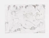 Pablo Picasso, Clin d’oeil au bain turc, femme prenant le soleil à la piscine, 1968, Etching
