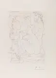 Pablo Picasso, Sculpteur, Modèle, Sculpture et Poisson Rouge, 1933, Drypoint