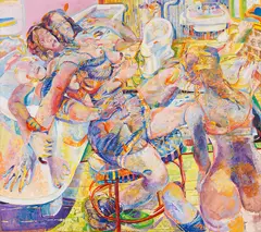 Heinz Stangl, Rekontre dans le bain, 1969, Oil on canvas