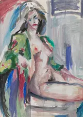 Rainer Fetting, Aktmodell, 1973, Egg tempera