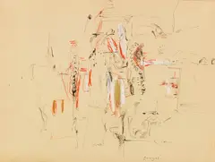 Peter Brüning, Ohne Titel, 1963, Collage (verschiedene Papiere), Tuschfeder und Farbstift auf Papier