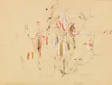 Peter Brüning, Ohne Titel, 1963, Collage (verschiedene Papiere), Tuschfeder und Farbstift auf Papier