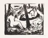 Erich Heckel, Szene im Wald (Akte in Waldlichtung), 1910, Lithograph