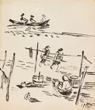 Max Pechstein, Fischer am Strand, 1912, Pen and India ink drawing