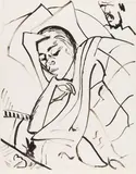 Erich Heckel, Schlafende, 1922, Reed pen drawing