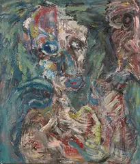 Martin Disler, Veronika zermartertes Gesicht liebe Grüße Martin, 1980, Oil on canvas