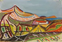 Werner Gilles, Landschaft auf Ischia, 1954, Oil on canvas