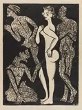 Die Frau und die Männer by Ernst Ludwig Kirchner, 1937, Woodcut, sold Jun 2019
