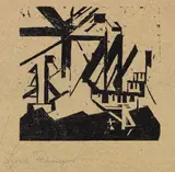 Lyonel Feininger, Schiffe und Sonne, 2 (Kleine Marine), 1918, Woodcut
