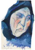 Heinrich Nauen, Kopfstudie zur Maria im violetten Gewand, 1912, Watercolor