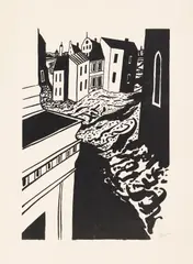 Werner Heldt, Häuser und Trümmer, 1947, Lithograph