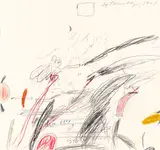 Cy Twombly, Untitled (Notes from a Tower), 1961, Pencil drawing, wax chalks and color pen